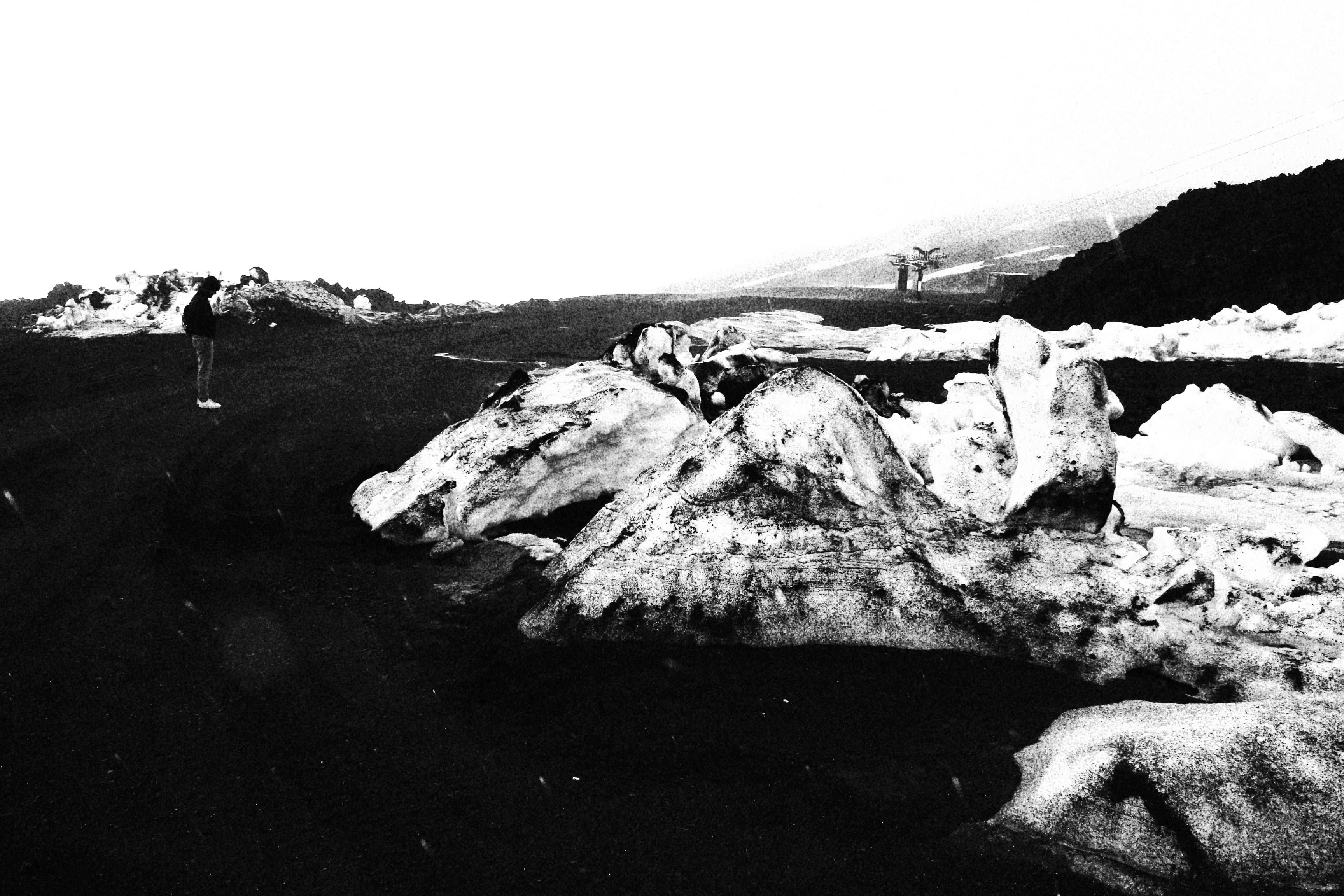 after the snowstorm at the mountaintop of Etna in the middle of april